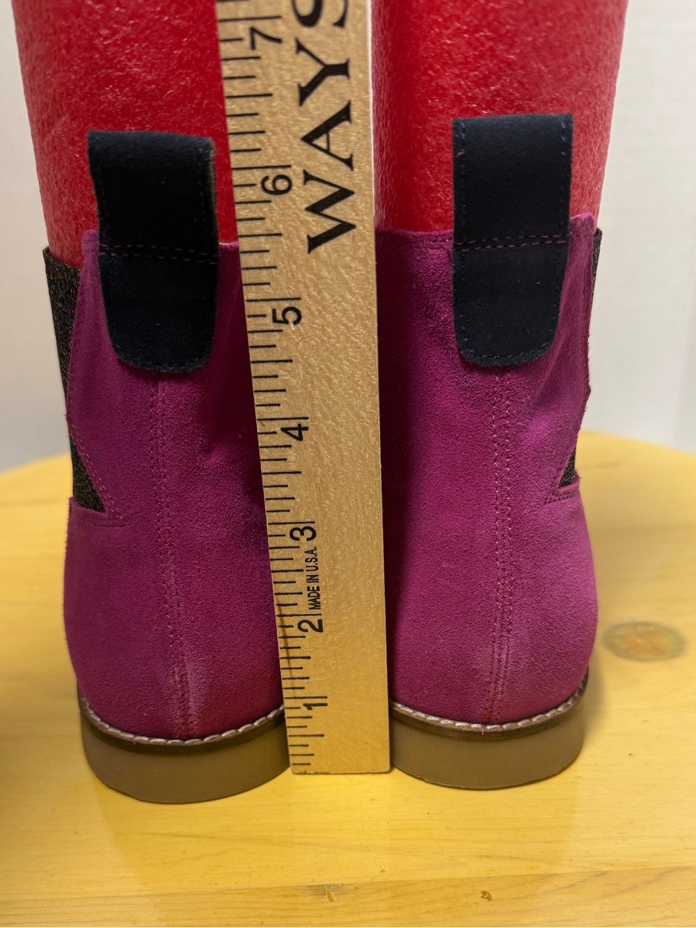 Mini Boden Girls Pink Suede Chelsea Ankle Boots Sparkle Glitter Star Size 35 - Picture 5 of 12